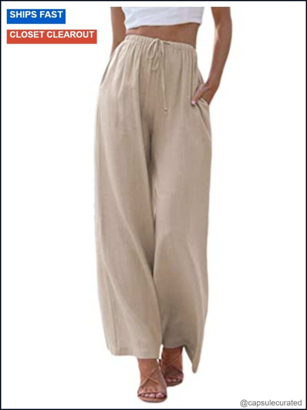 Wide Leg Linen Pants for Women High Waisted Palazzo Trousers Summer Flowy
